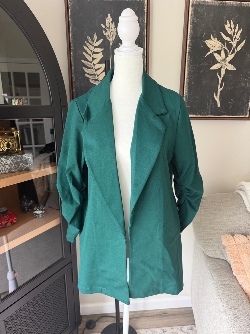 Forest Green Open-Front Blazer Jacket
